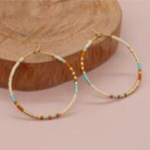 Colorful Beaded Hoop Earrings
